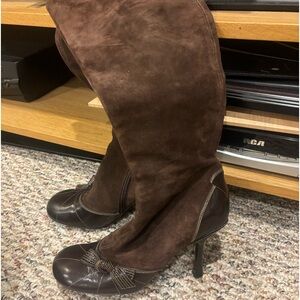 Materia Prima by Goffredo Fantini tall suede/leather boots in chocolate brown